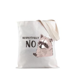Respectfully No Raccoon Meme Tote Bag Sassy Self Respect Phrase Handbag >:)